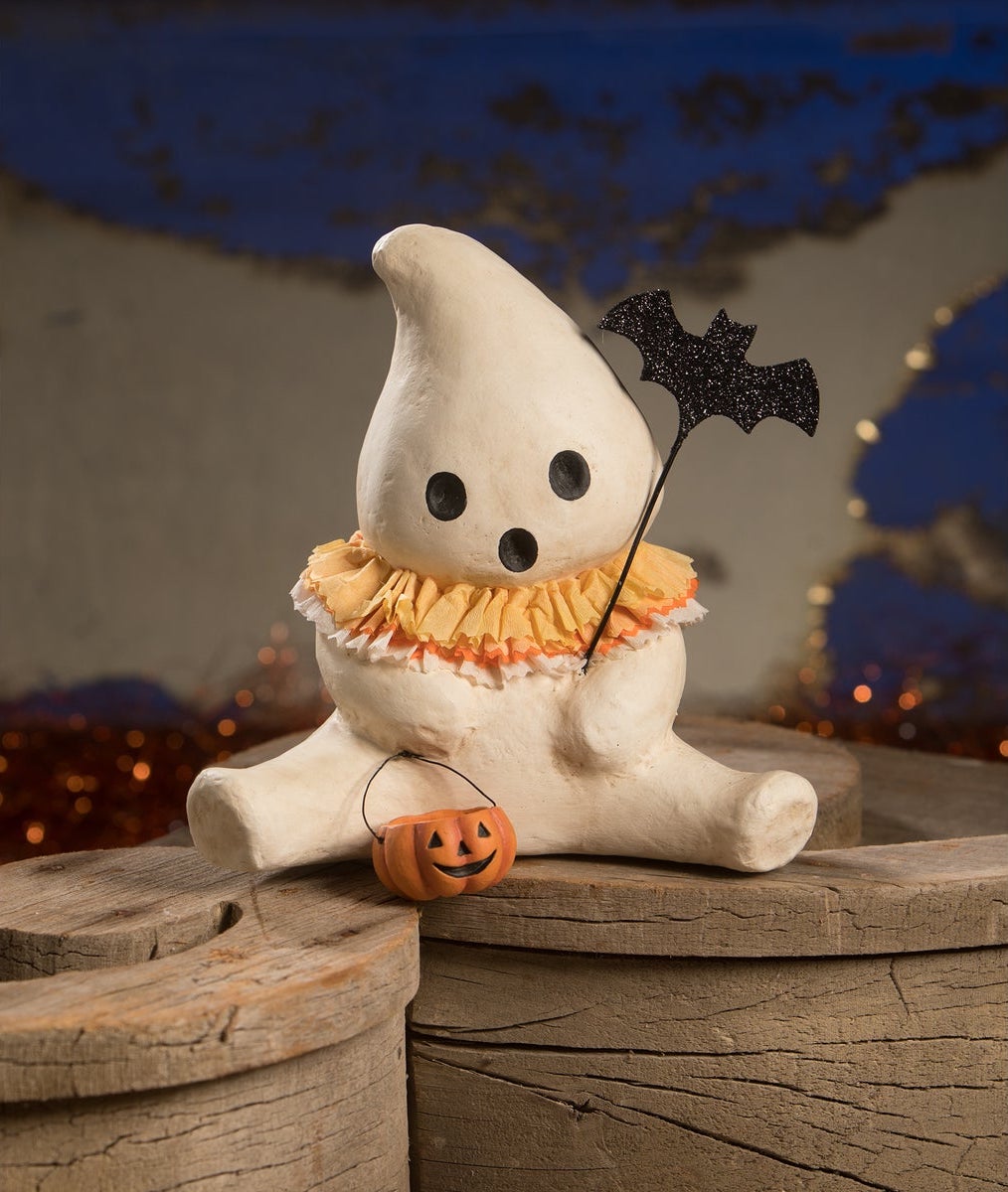 Candy Corn Collar Boo Ghost, Paper Mache