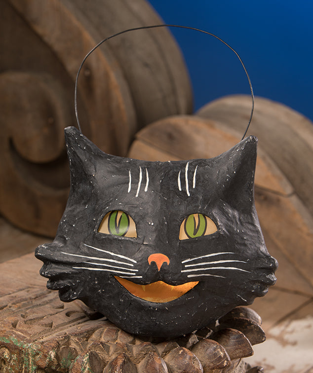 Vintage Happy Cat Bucket, Paper Mache