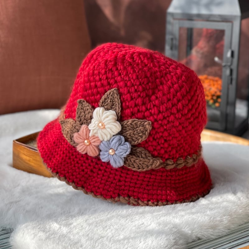 🎄Women's  Flowers Knitted Woolen Hat