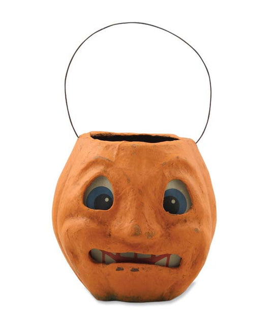 Scary Vintage Pumpkin Bucket - Paper Mache