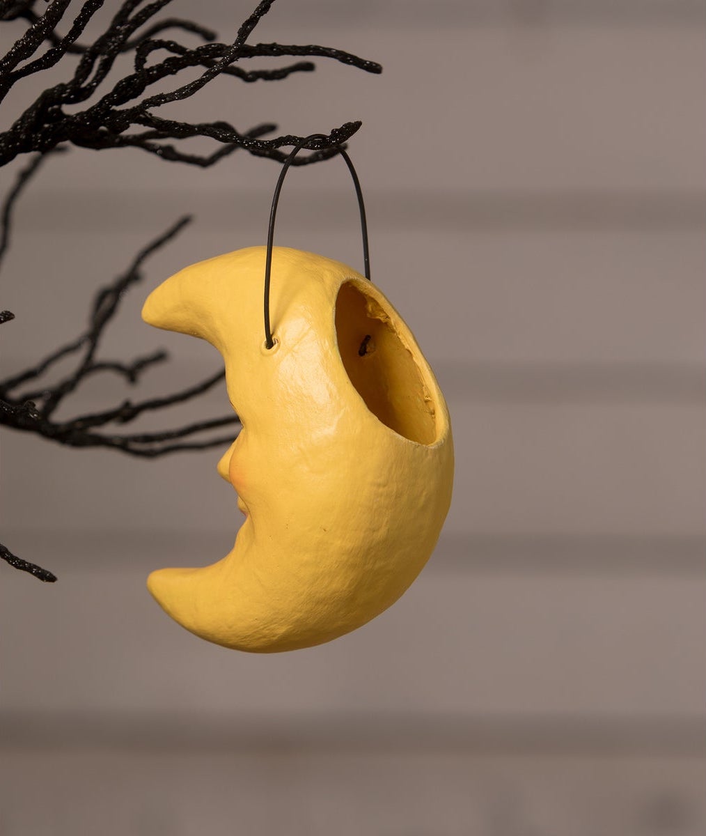 Golden Moon Bucket Ornament, Paper Mache