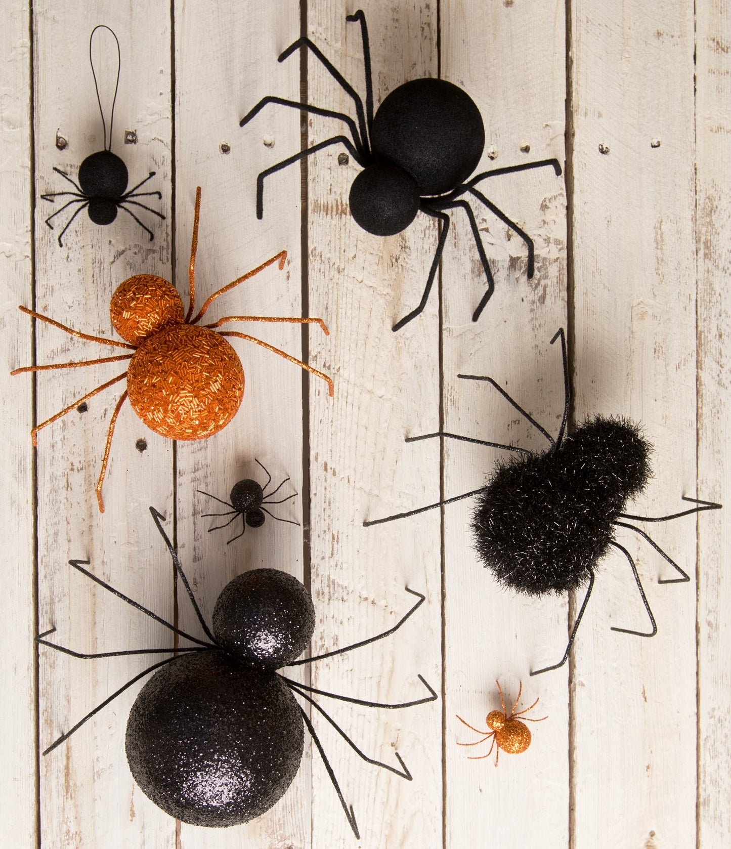 Black Spider Ornament, Flocked