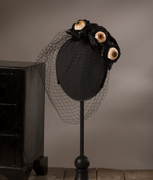 Black Rose Eyeball Headband with Veil