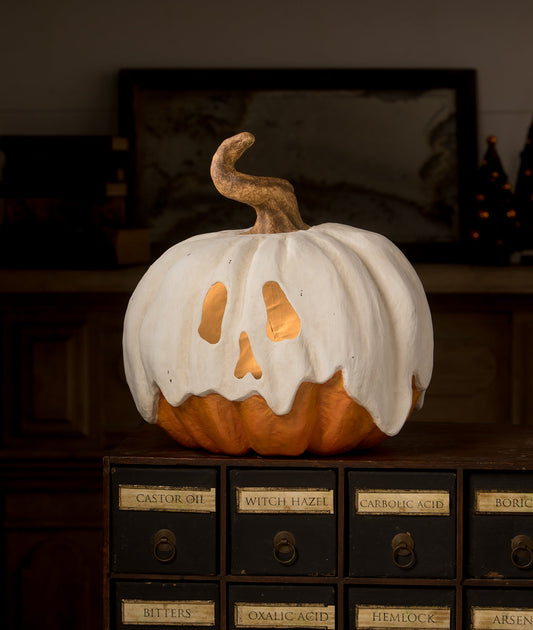 Ghost Jack Paper Mache Jack-O-Lantern, Large