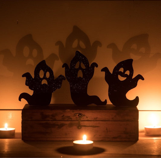 Ghoulish Ghost Silhouettes with Black Glitter