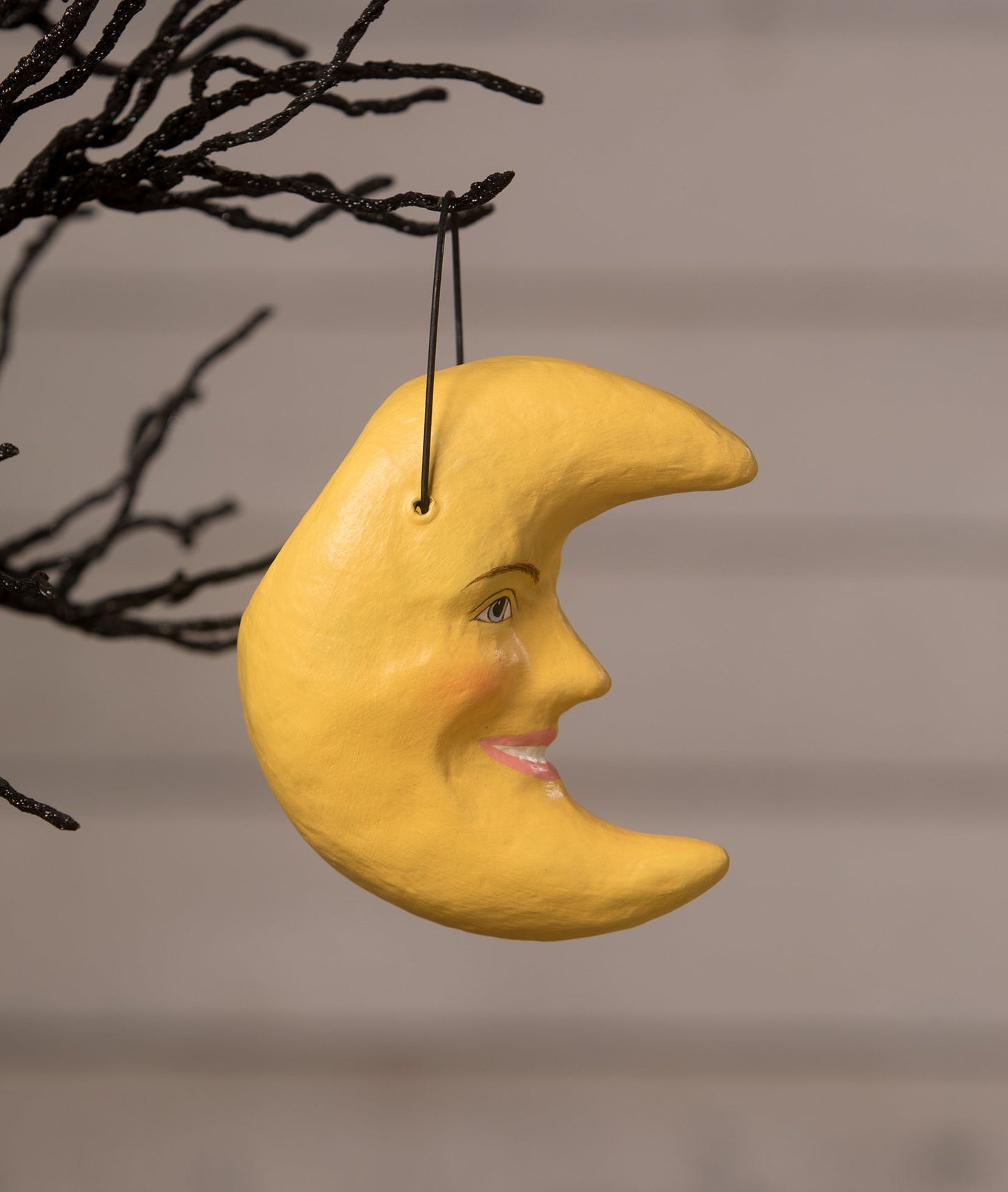 Golden Moon Bucket Ornament, Paper Mache