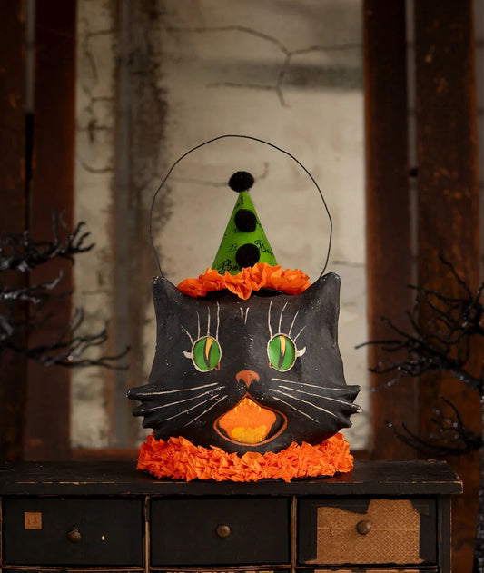 Sassy Cat Container, Paper Mache