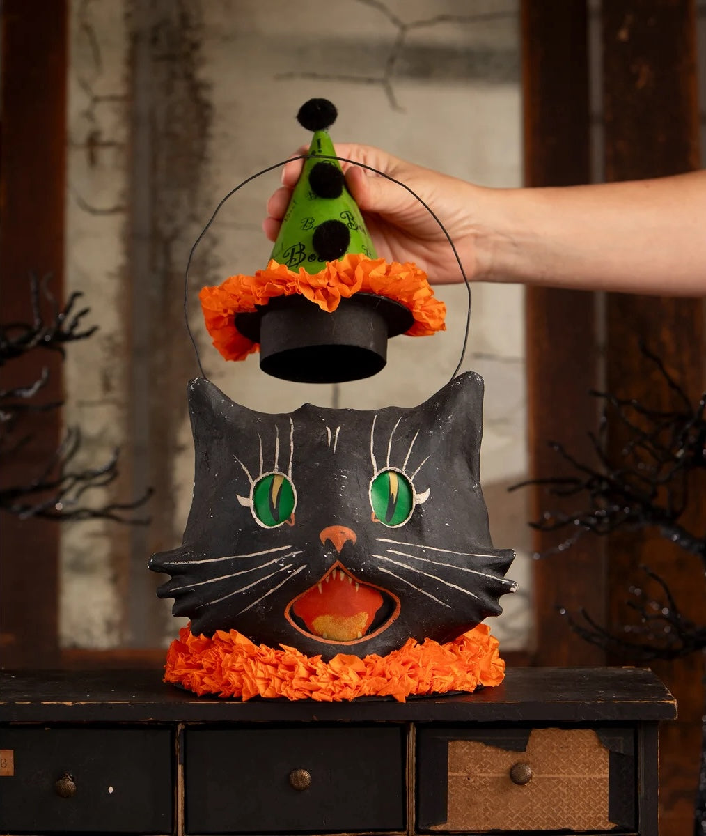 Sassy Cat Container, Paper Mache