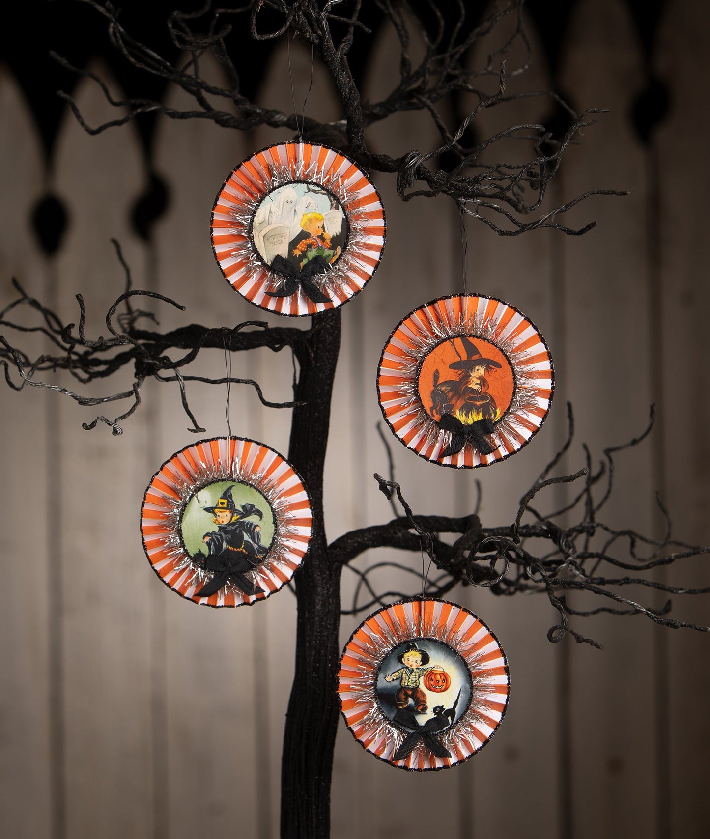 Retro Halloween Rosette Ornaments
