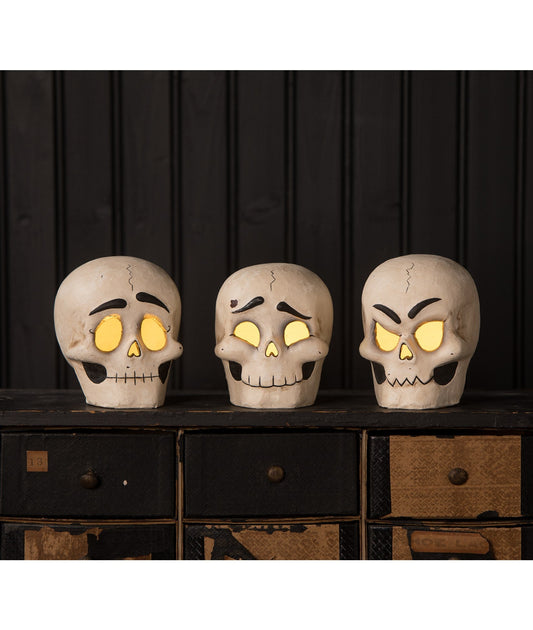 Skully Head Luminaries, paper mache