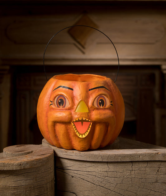 Spunky Pumpkin Bucket, Paper Mache