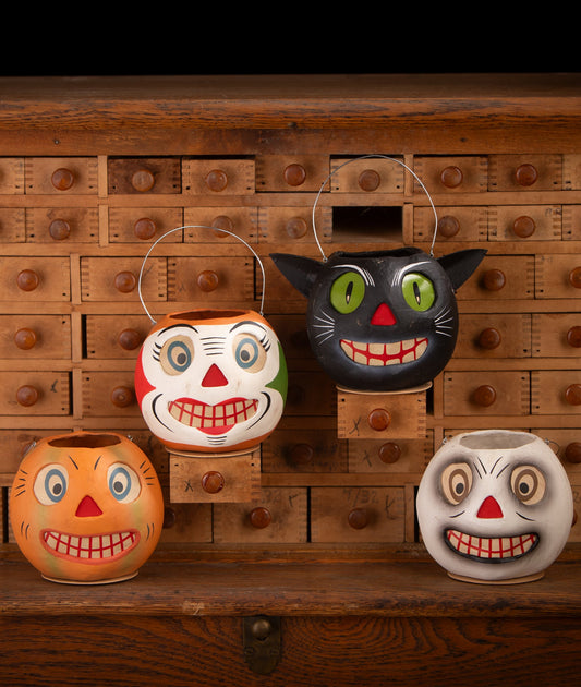 Vintage Halloween Buckets, paper mache