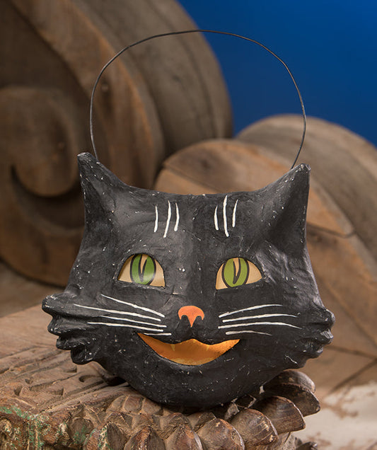 Vintage Happy Cat Bucket, Paper Mache