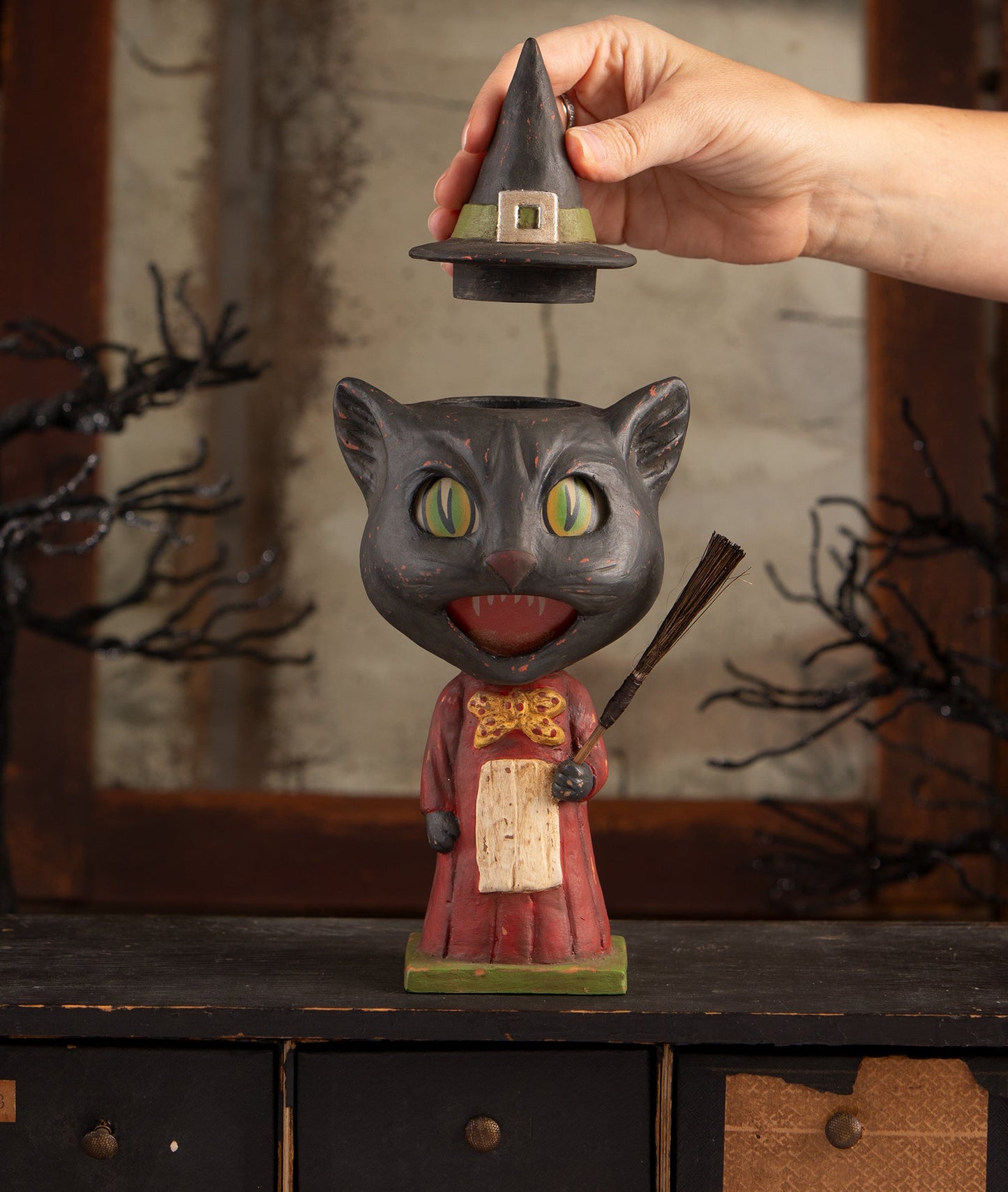 Catrina Wisker Witch Cat Lantern