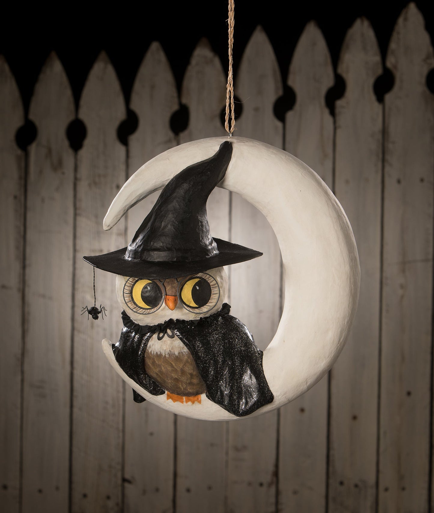 Witch Owl on Moon, Paper Mache